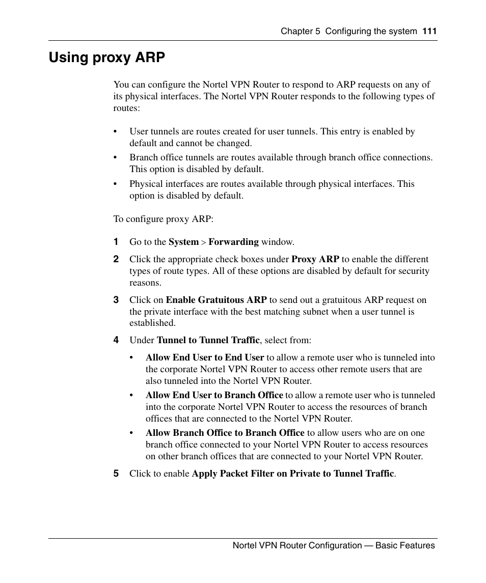 Using proxy arp | Panasonic 7 User Manual | Page 111 / 178