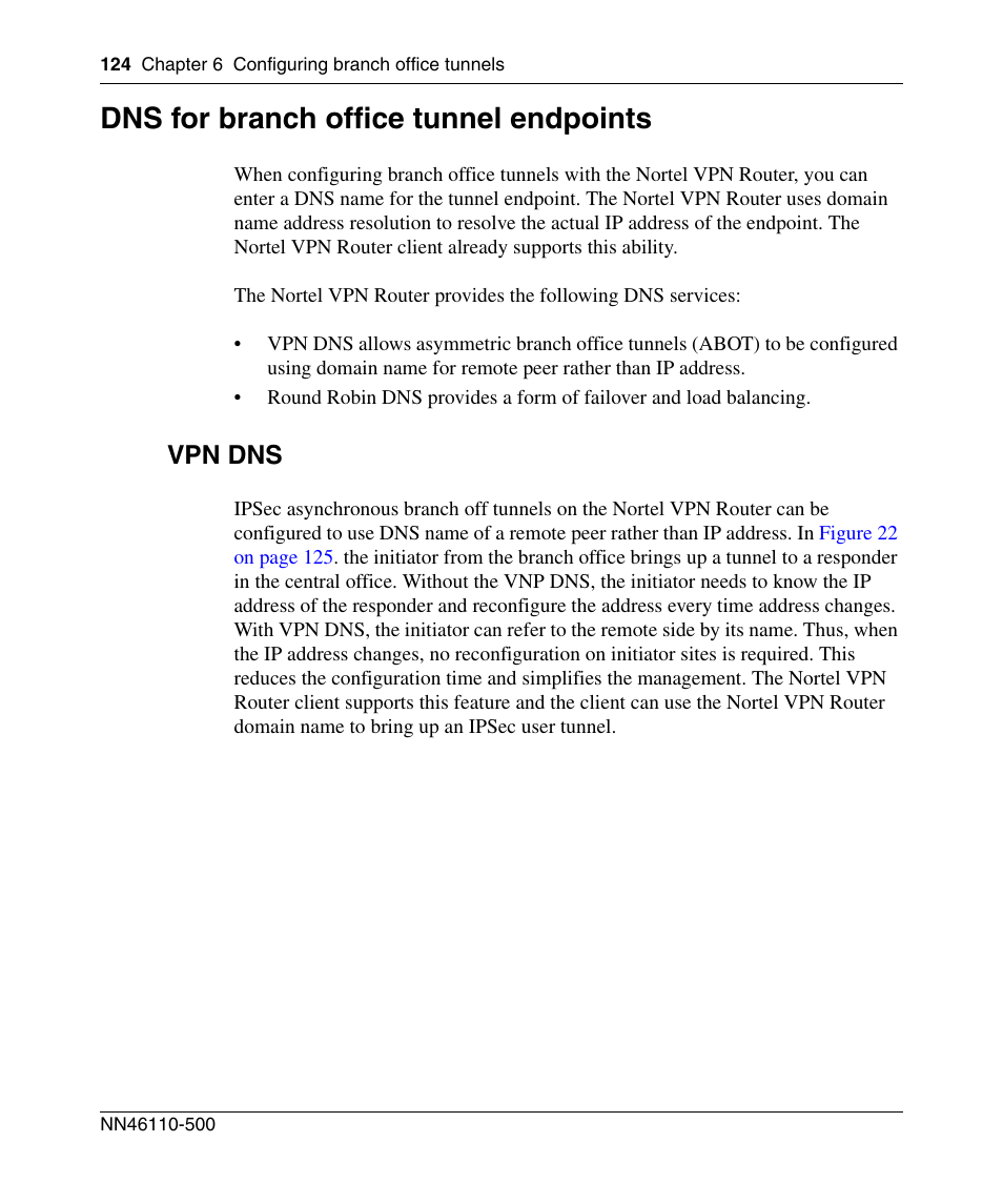 Dns for branch office tunnel endpoints, Vpn dns | Panasonic 7 User Manual | Page 124 / 178