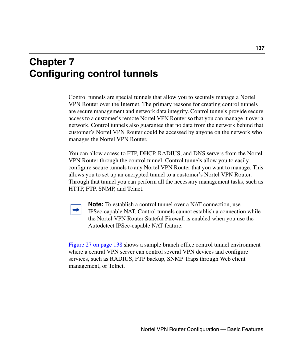 Chapter 7, Configuring control tunnels, Chapter 7 configuring control tunnels | Panasonic 7 User Manual | Page 137 / 178