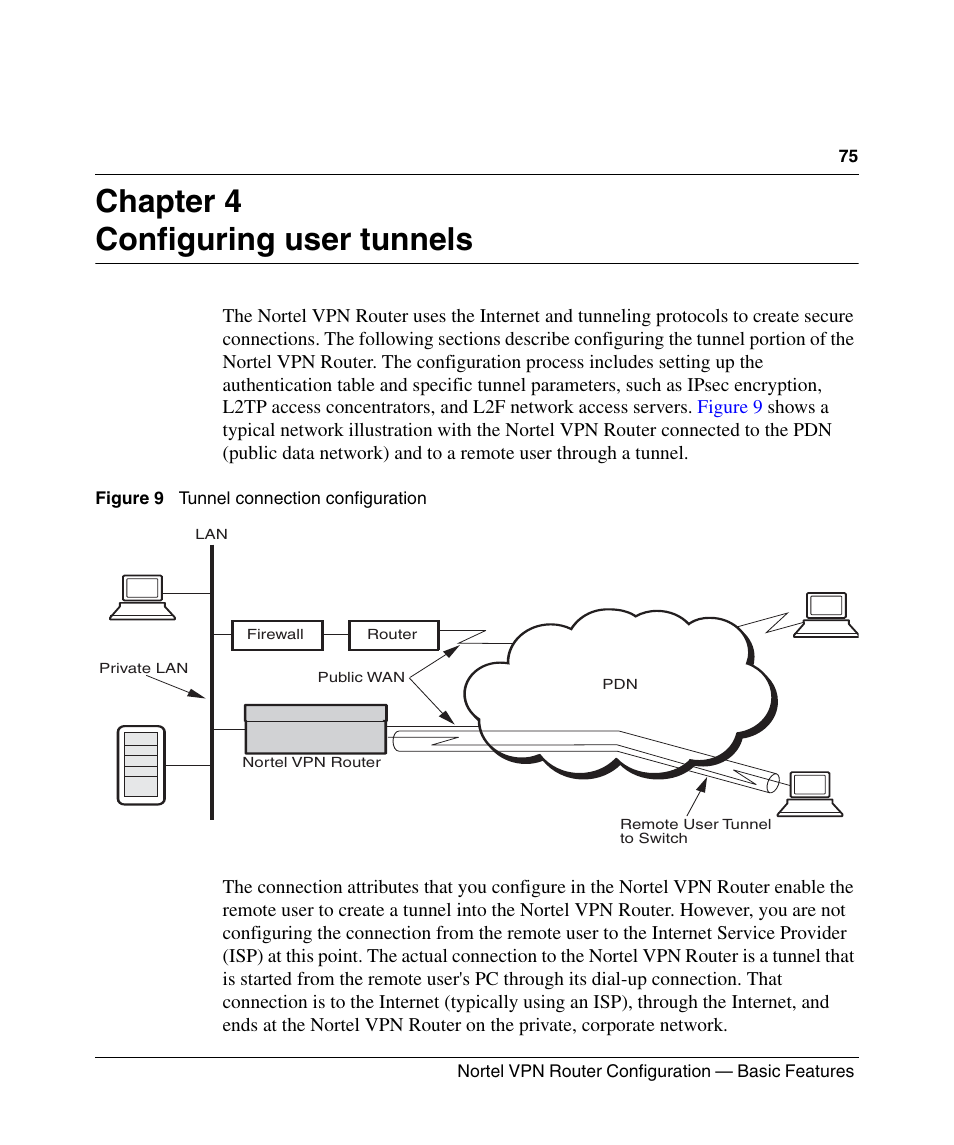 Chapter 4, Configuring user tunnels, Chapter 4 configuring user tunnels | Panasonic 7 User Manual | Page 75 / 178