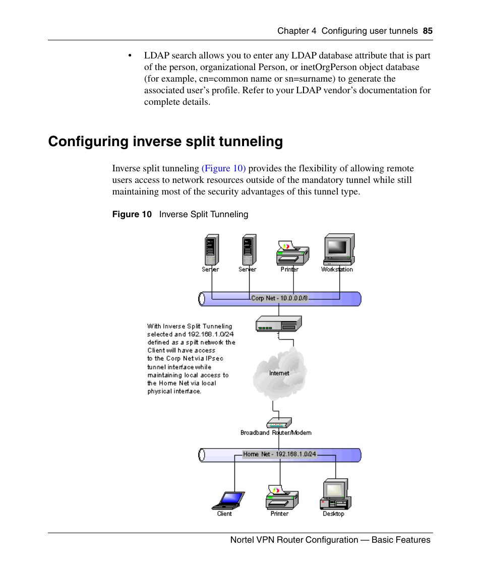 Configuring inverse split tunneling | Panasonic 7 User Manual | Page 85 / 178