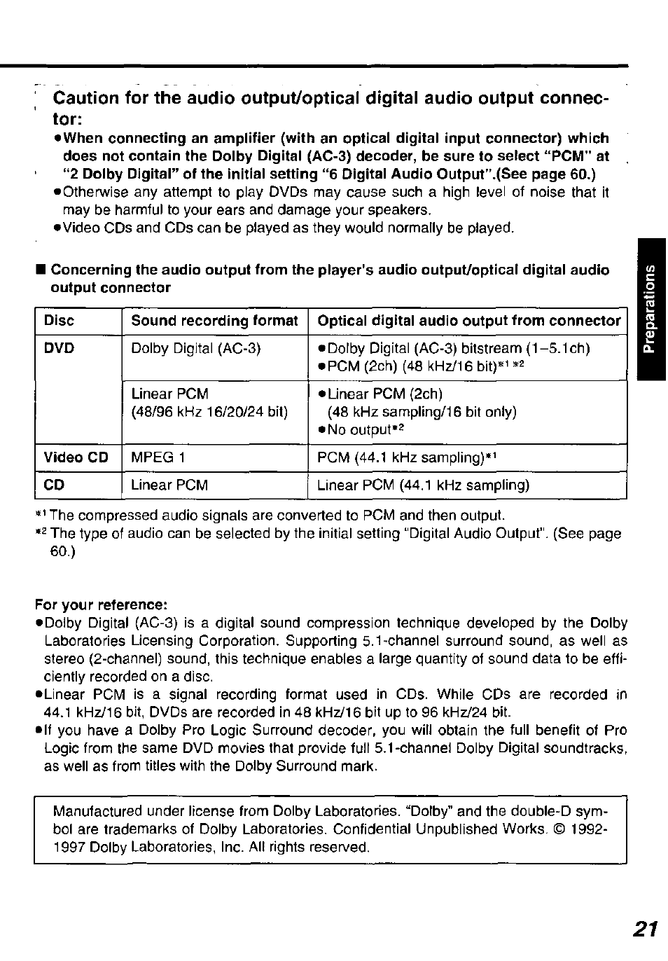 For your reference | Panasonic DVD-P10D User Manual | Page 21 / 72