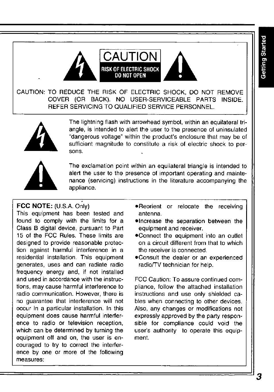 Caution | Panasonic DVD-P10D User Manual | Page 3 / 72