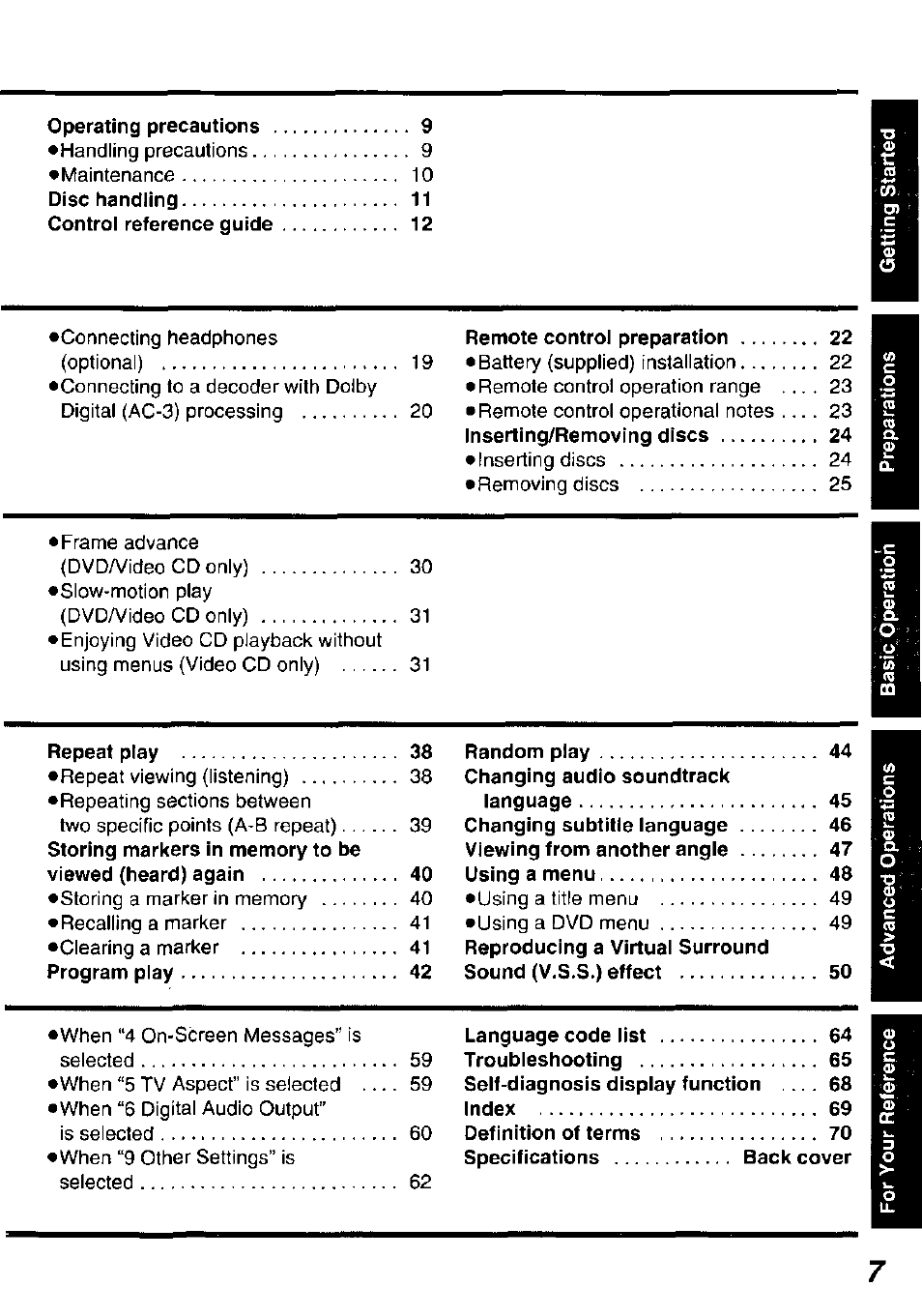 Panasonic DVD-P10D User Manual | Page 7 / 72