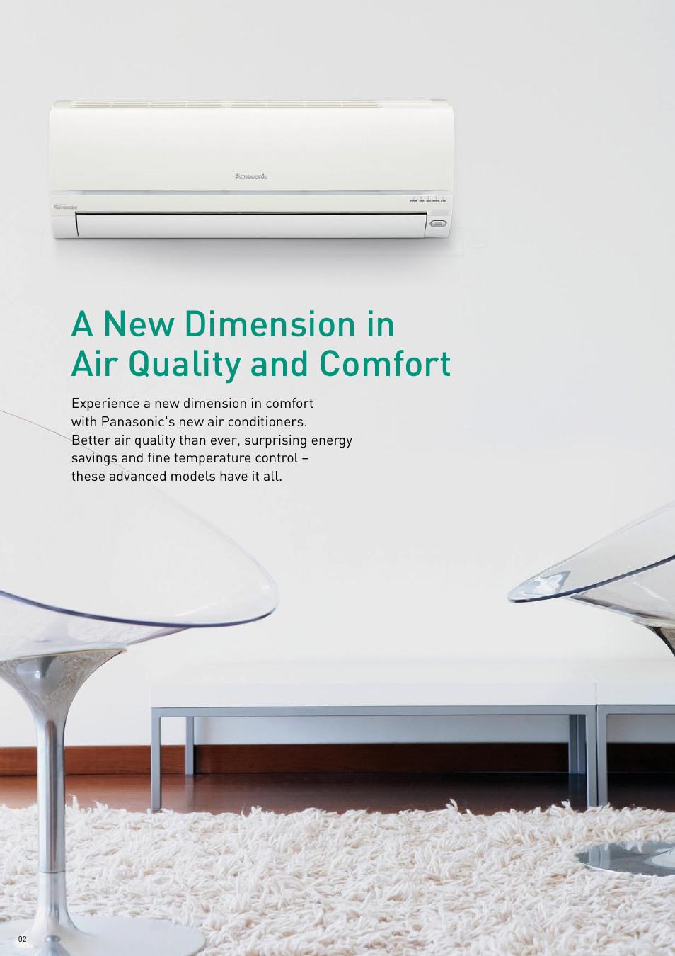 A new dimension in air quality and comfort, Model line-up, Industry-leading quiet operation for more comfort | Single inverter split, Single split, Quiet mode, Choose the best inverter, Wall-mounted, Deluxe deluxe wide, Indoor | Panasonic 2007 User Manual | Page 2 / 16