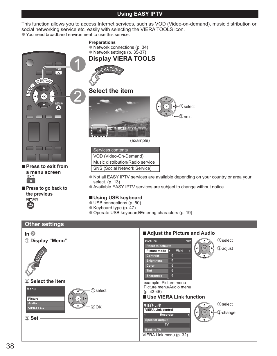 Display viera tools select the item | Panasonic TC-50PX34 User Manual | Page 39 / 62