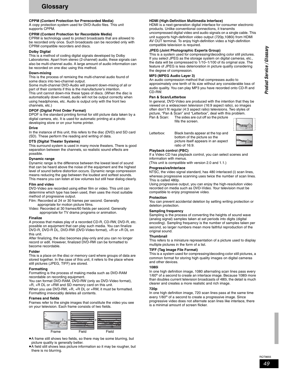 Glossary | Panasonic SC-RT50 User Manual | Page 49 / 52