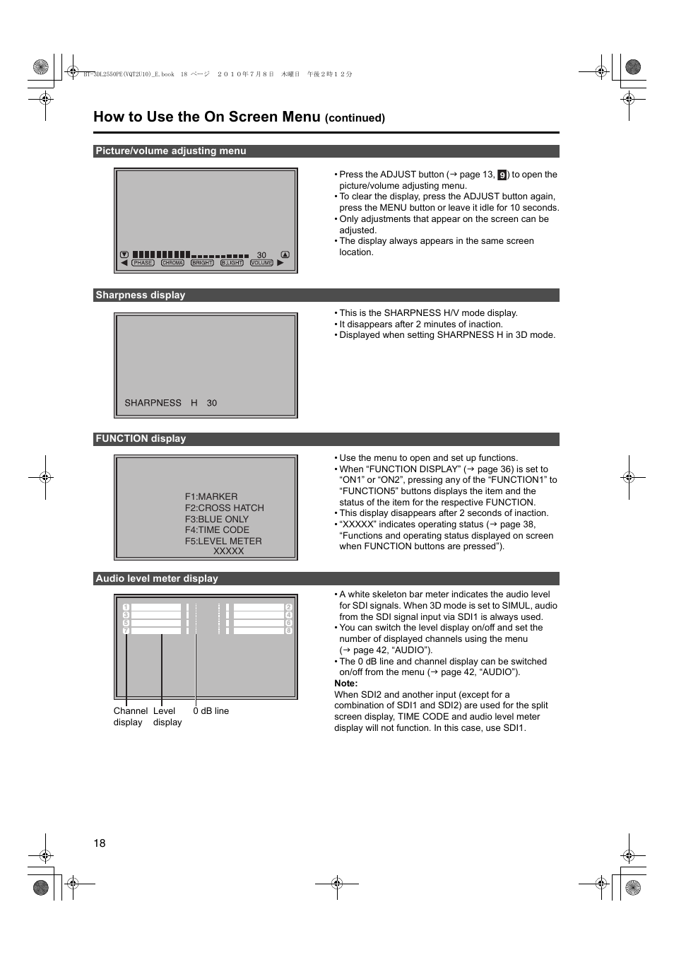 How to use the on screen menu | Panasonic BT-3DL2550E User Manual | Page 18 / 64