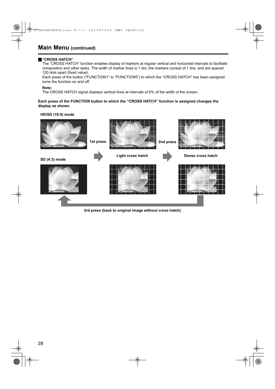 Main menu | Panasonic BT-3DL2550E User Manual | Page 28 / 64