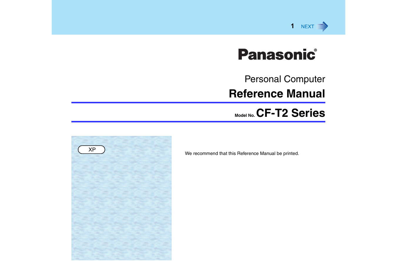 Panasonic CF-T2 Series User Manual | 108 pages