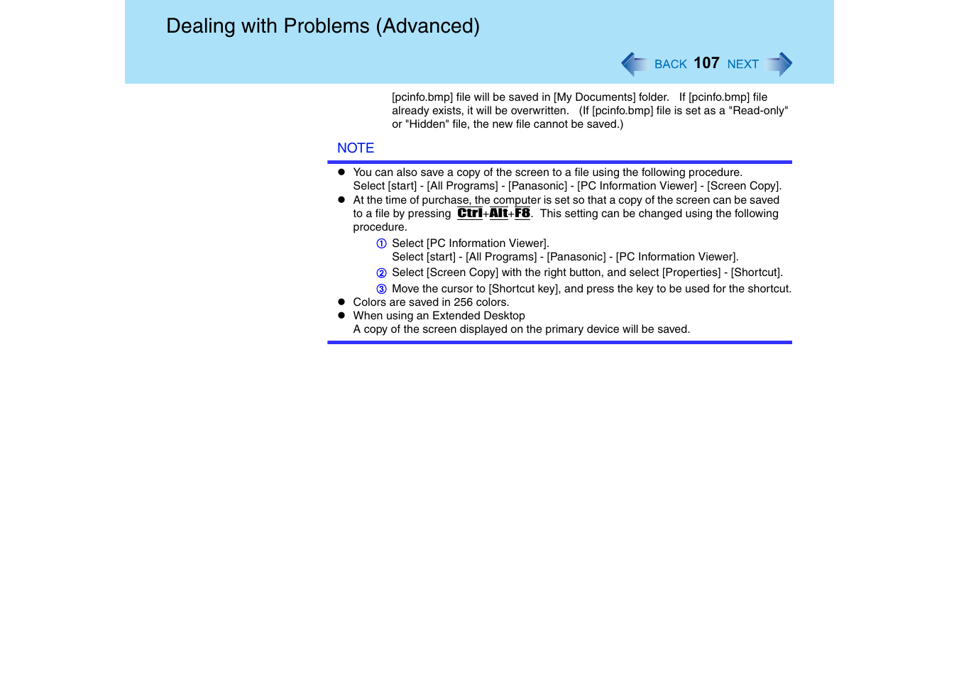 Dealing with problems (advanced) | Panasonic CF-T2 Series User Manual | Page 107 / 108