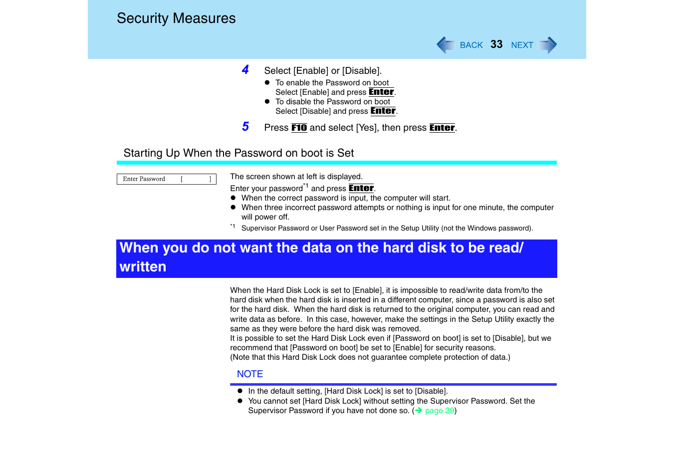 Security measures | Panasonic CF-T2 Series User Manual | Page 33 / 108