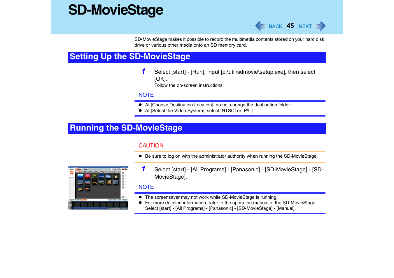 Sd-moviestage | Panasonic CF-T2 Series User Manual | Page 45 / 108