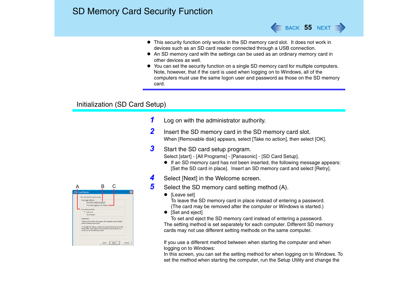 Panasonic CF-T2 Series User Manual | Page 55 / 108