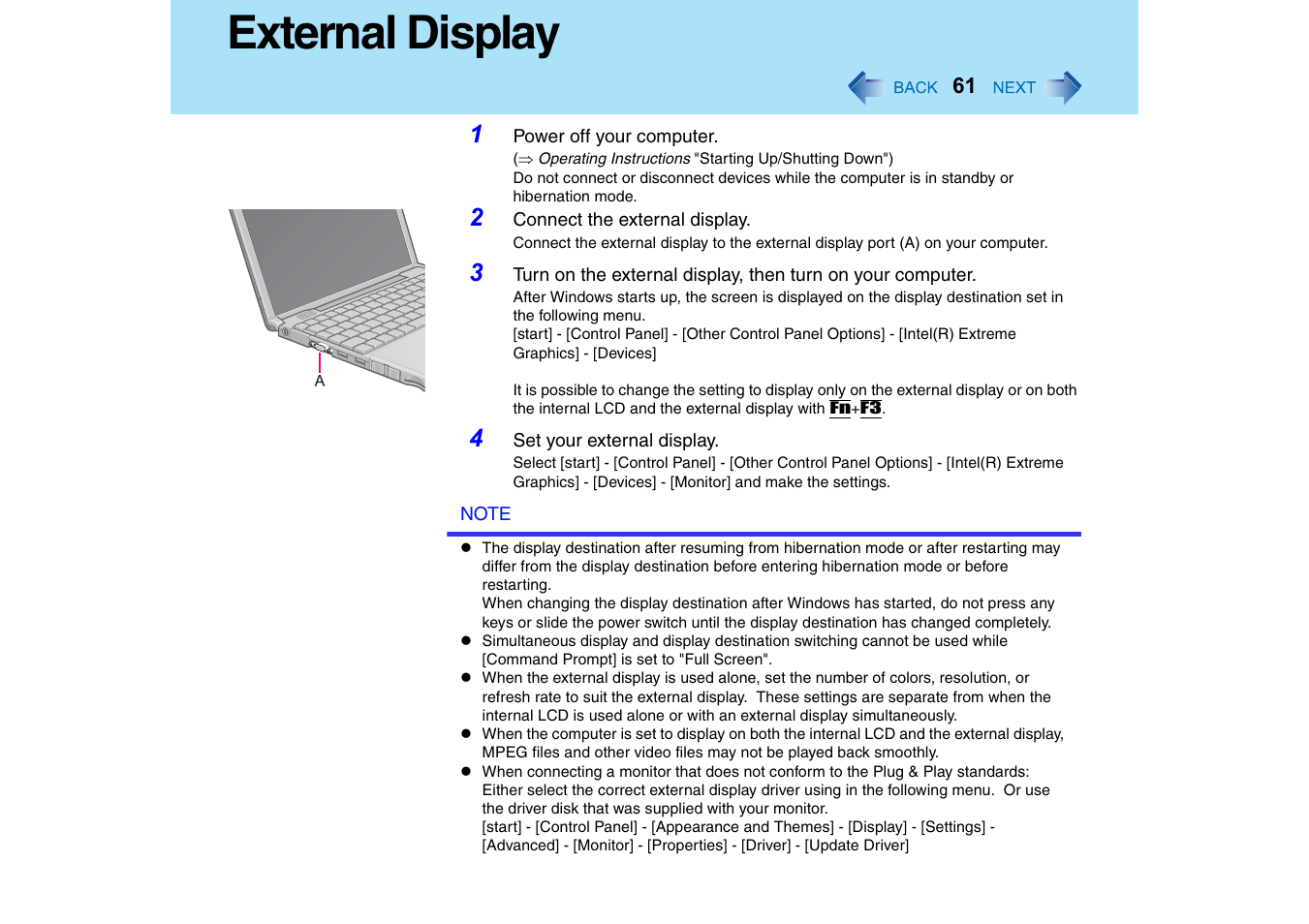 External display | Panasonic CF-T2 Series User Manual | Page 61 / 108