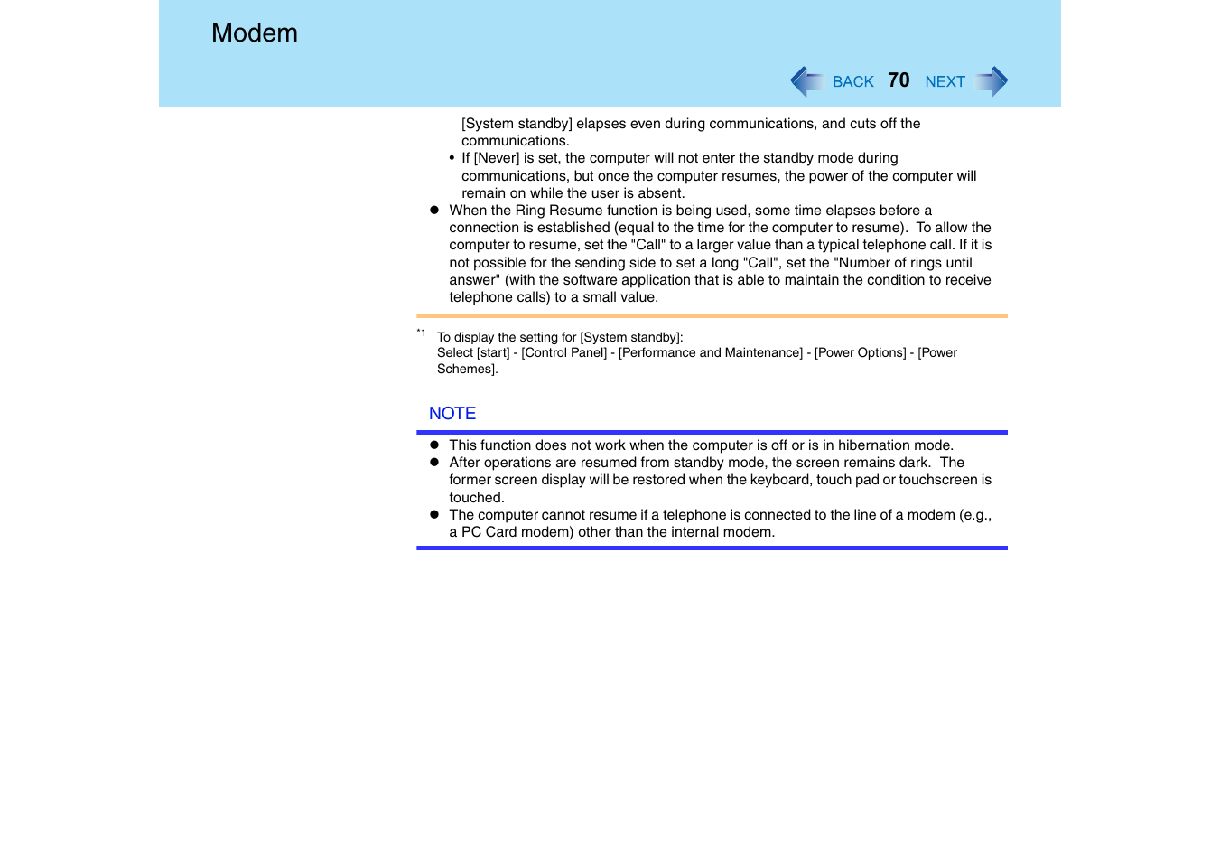 Modem | Panasonic CF-T2 Series User Manual | Page 70 / 108