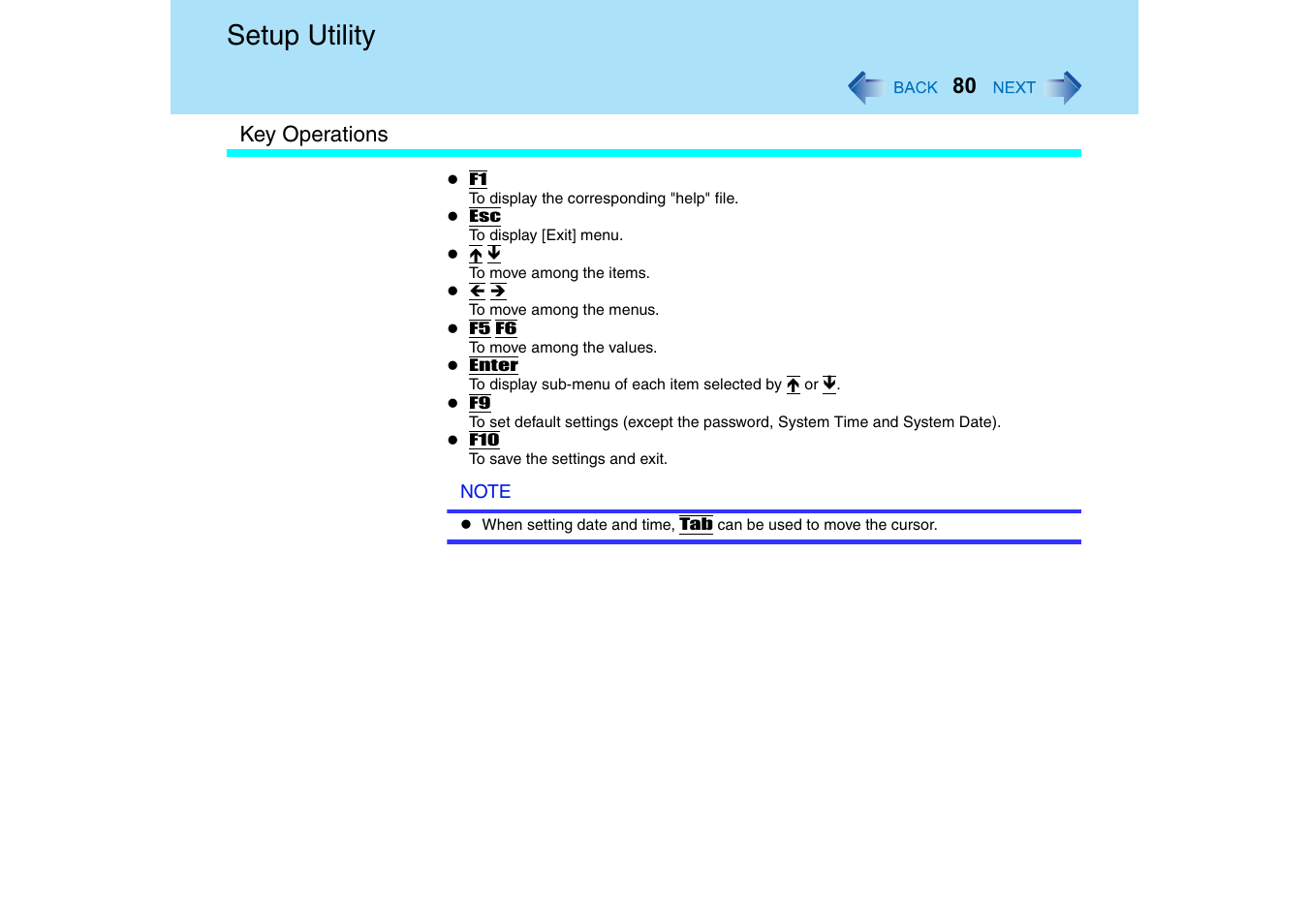 Setup utility | Panasonic CF-T2 Series User Manual | Page 80 / 108