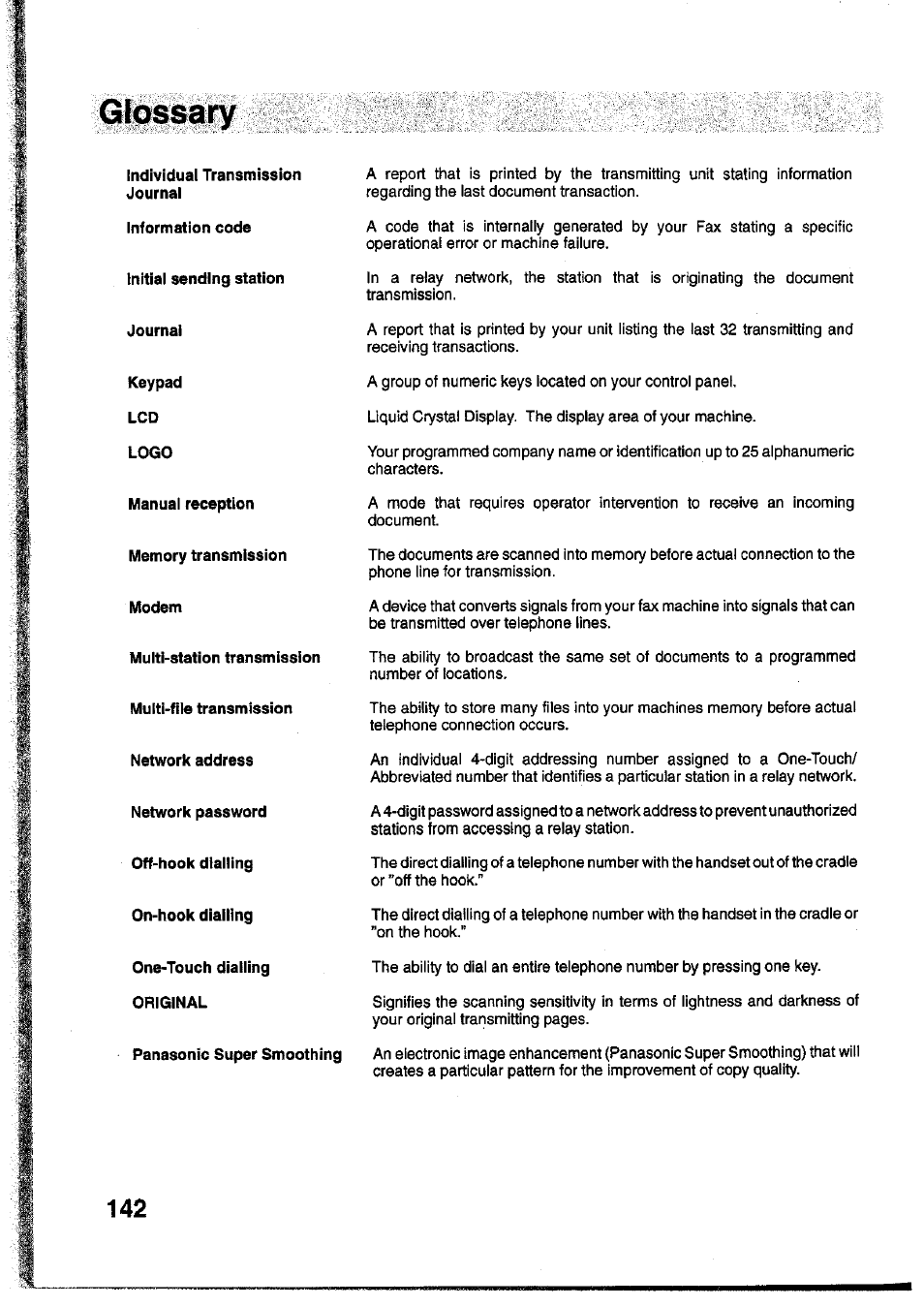 Panasonic Panafax UF-755 User Manual | Page 144 / 148