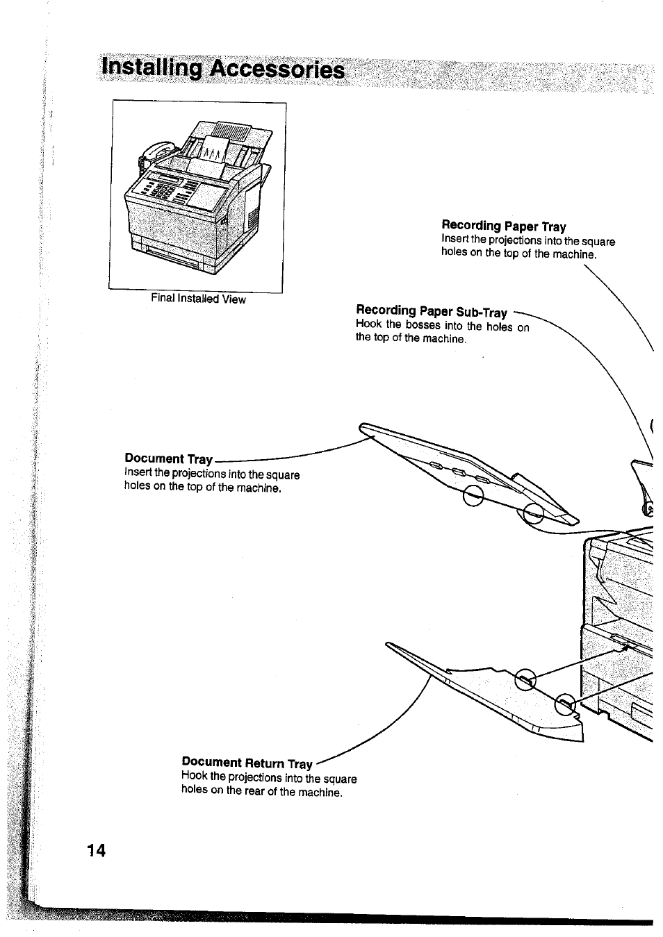 Recording paper sub-tray | Panasonic Panafax UF-755 User Manual | Page 16 / 148