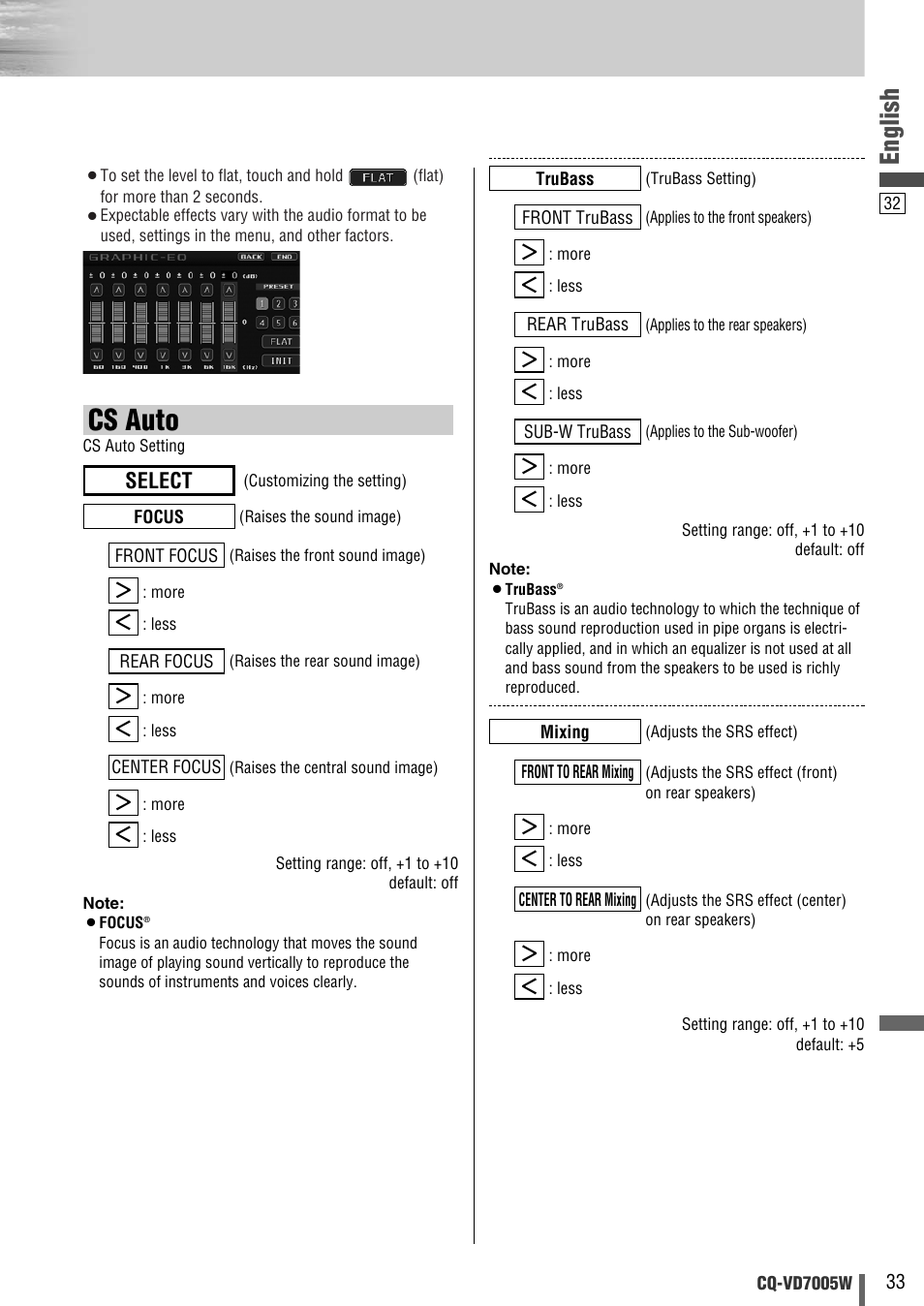 Cs auto, English, Select | Panasonic CQ-VA7005W User Manual | Page 33 / 94