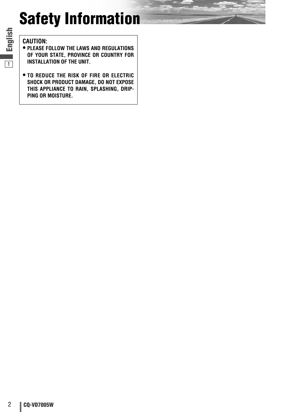 Safety information | Panasonic CQ-VA7005W User Manual | Page 54 / 94