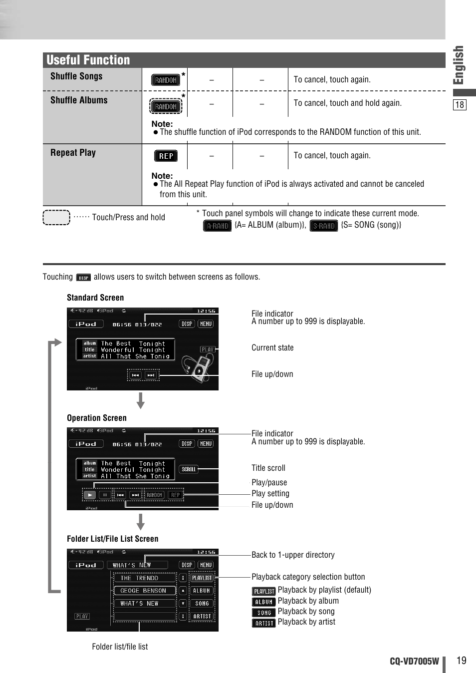 English, Useful function | Panasonic CQ-VA7005W User Manual | Page 89 / 94