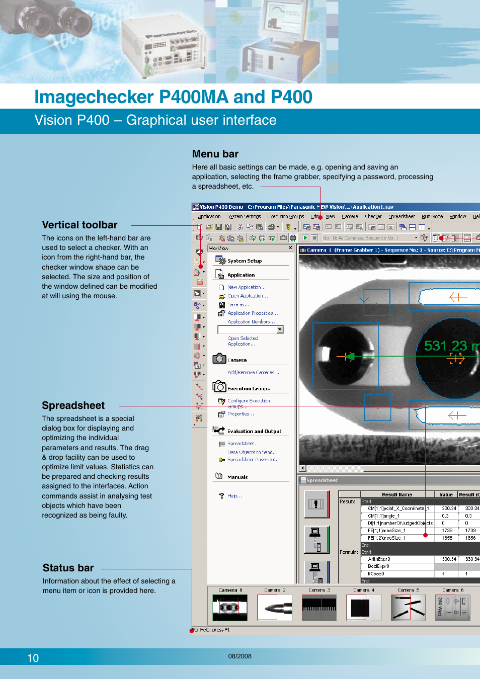 Vision p400 – graphical user interface | Panasonic Imagechecker P400 User Manual | Page 10 / 20