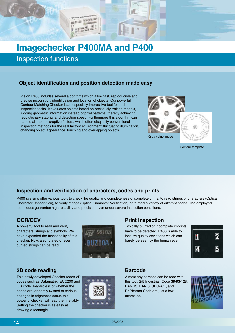 Inspection functions | Panasonic Imagechecker P400 User Manual | Page 14 / 20