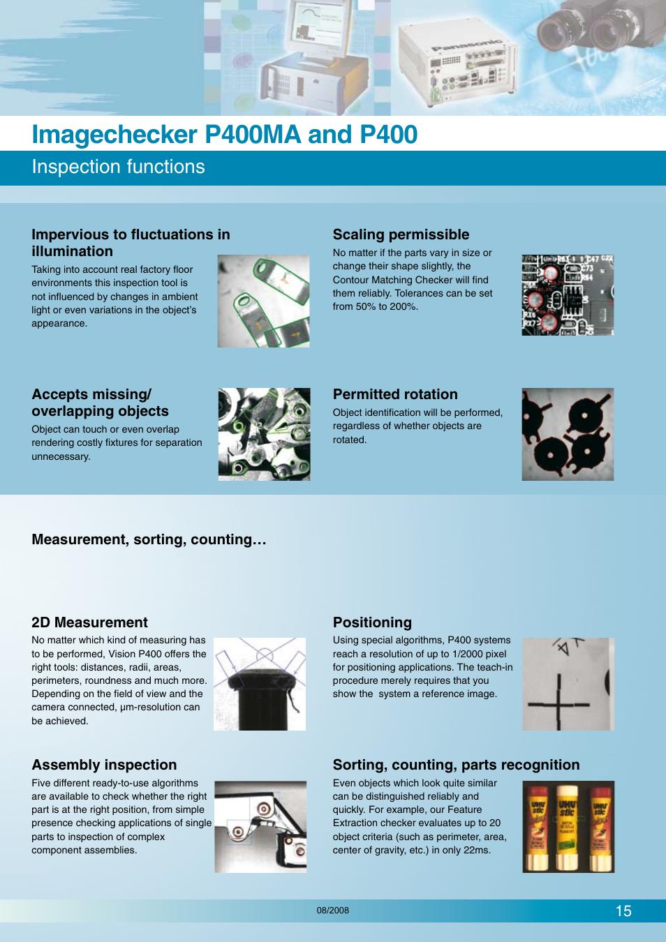 Inspection functions | Panasonic Imagechecker P400 User Manual | Page 15 / 20