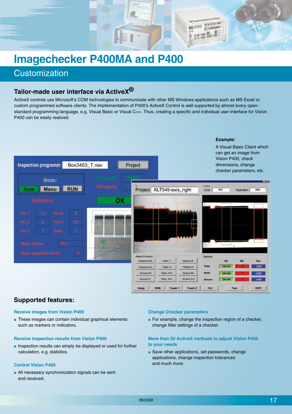 Customization | Panasonic Imagechecker P400 User Manual | Page 17 / 20
