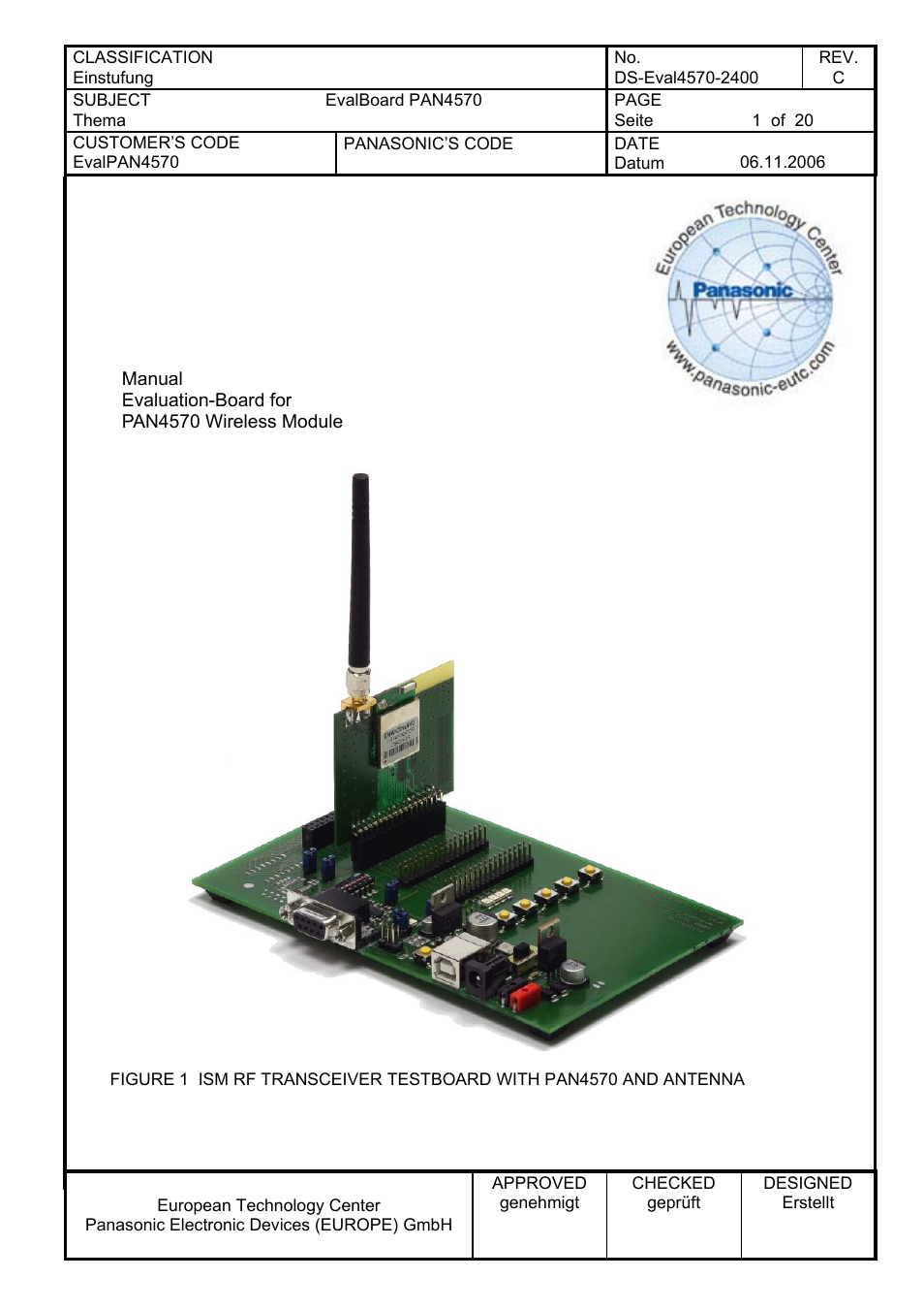 Panasonic PAN4570 User Manual | 20 pages