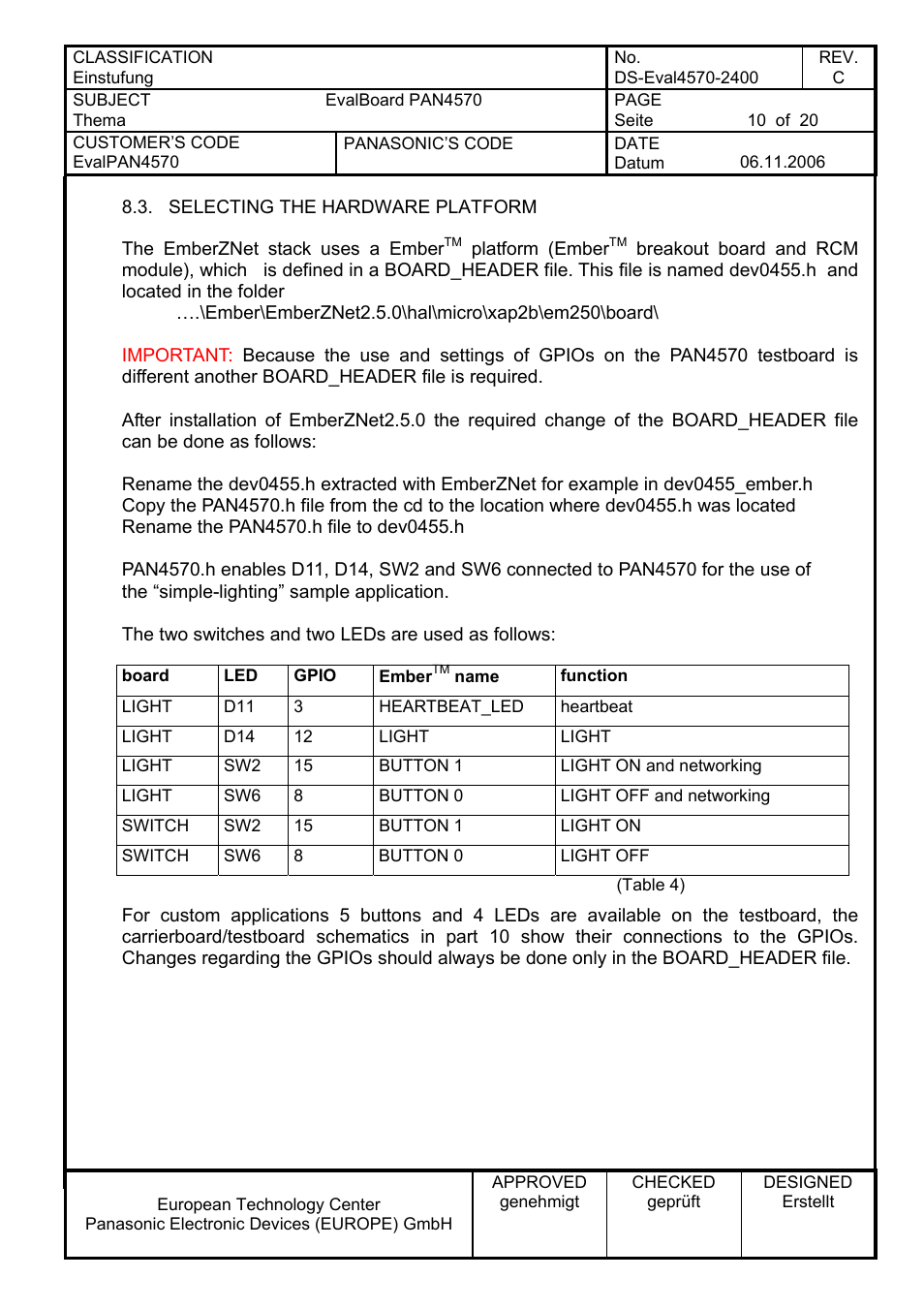 Selecting the hardware platform | Panasonic PAN4570 User Manual | Page 10 / 20