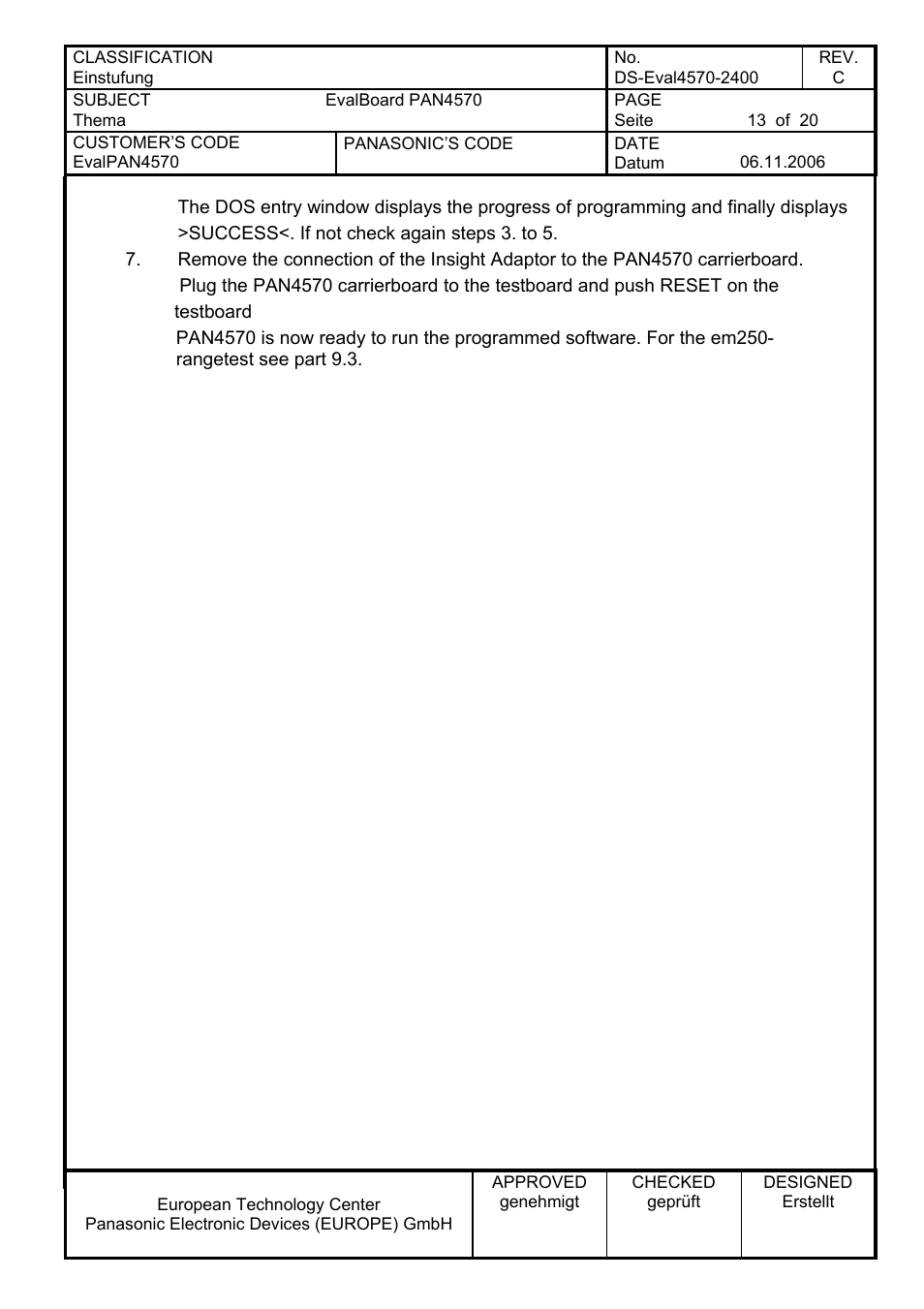 Panasonic PAN4570 User Manual | Page 13 / 20