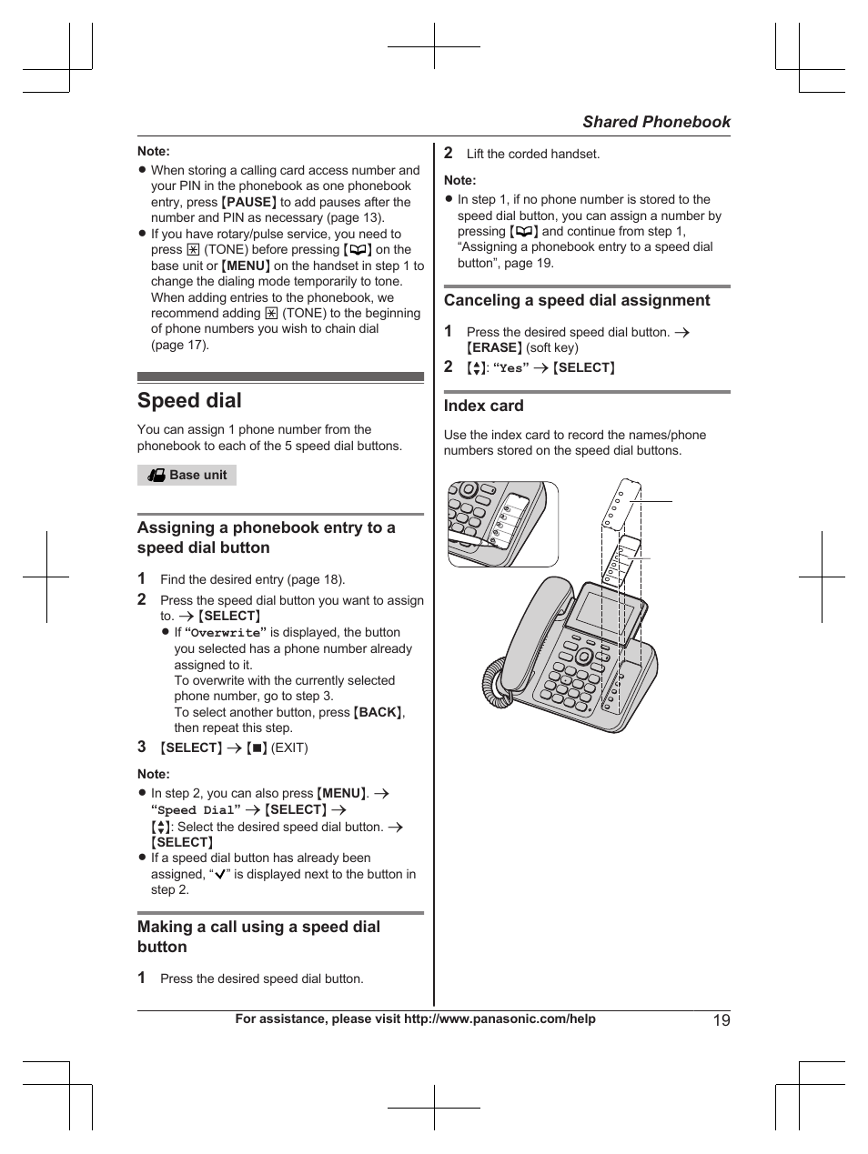 Speed dial | Panasonic KX-TG6671 User Manual | Page 19 / 56