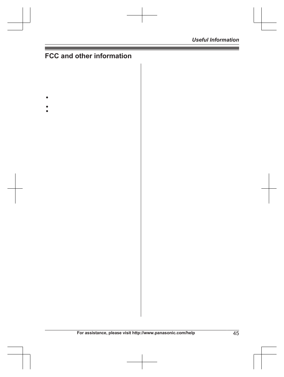 Fcc and other information, 45 useful information | Panasonic KX-TG6671 User Manual | Page 45 / 56