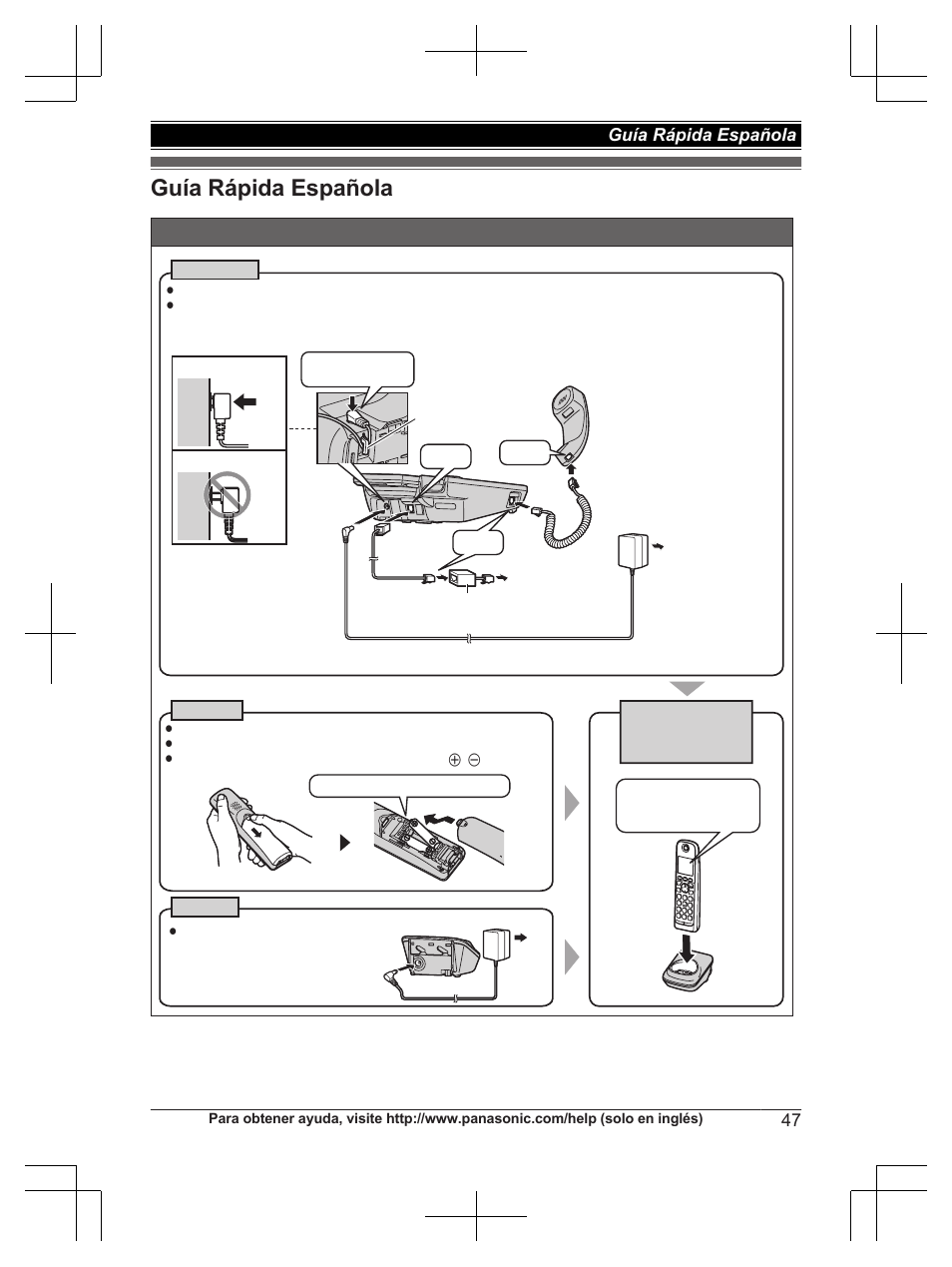 Guía rápida española, Instalación | Panasonic KX-TG6671 User Manual | Page 47 / 56