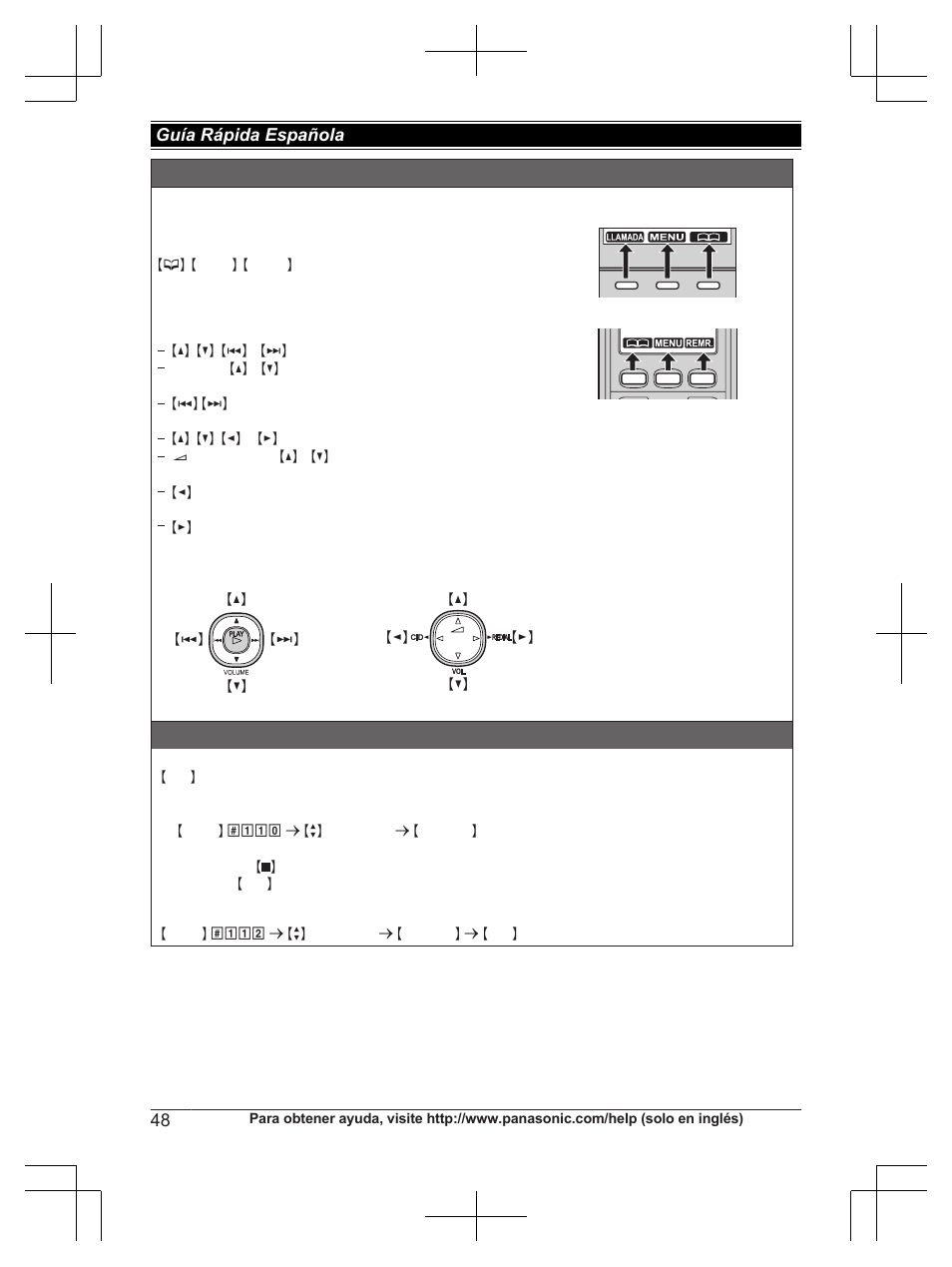 Sugerencias de operación, Cambio de idiomas (predeterminado: “english”) | Panasonic KX-TG6671 User Manual | Page 48 / 56