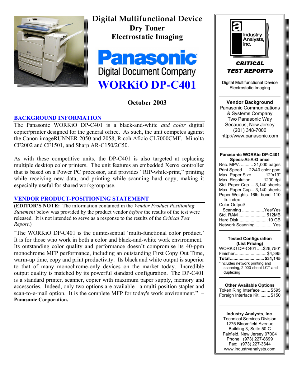 Panasonic DP-C401 User Manual | 22 pages