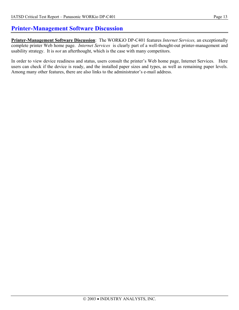 Printer-management software discussion | Panasonic DP-C401 User Manual | Page 13 / 22