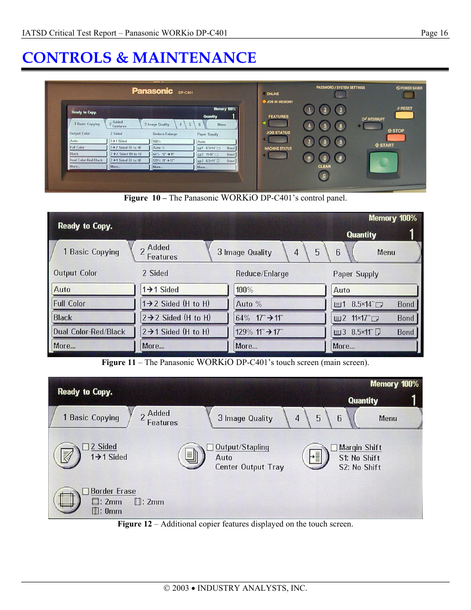 Controls & maintenance | Panasonic DP-C401 User Manual | Page 16 / 22
