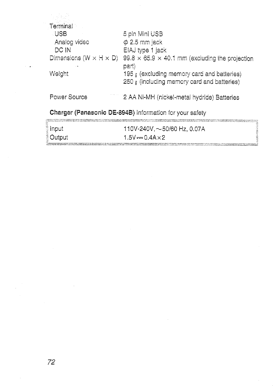 Panasonic DMC-LC20T  EN User Manual | Page 72 / 72