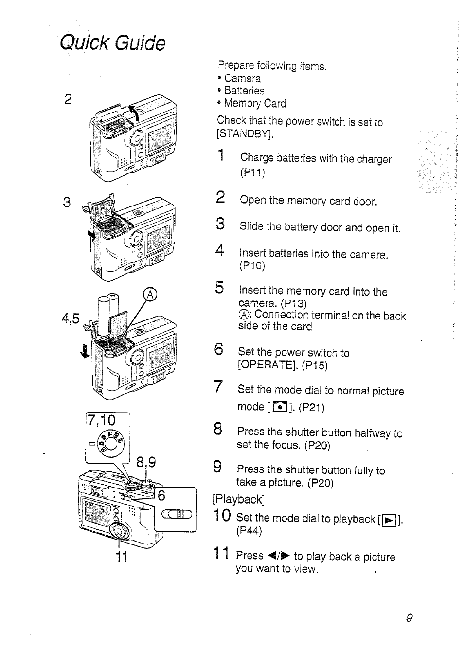Quick guide | Panasonic DMC-LC20T  EN User Manual | Page 9 / 72
