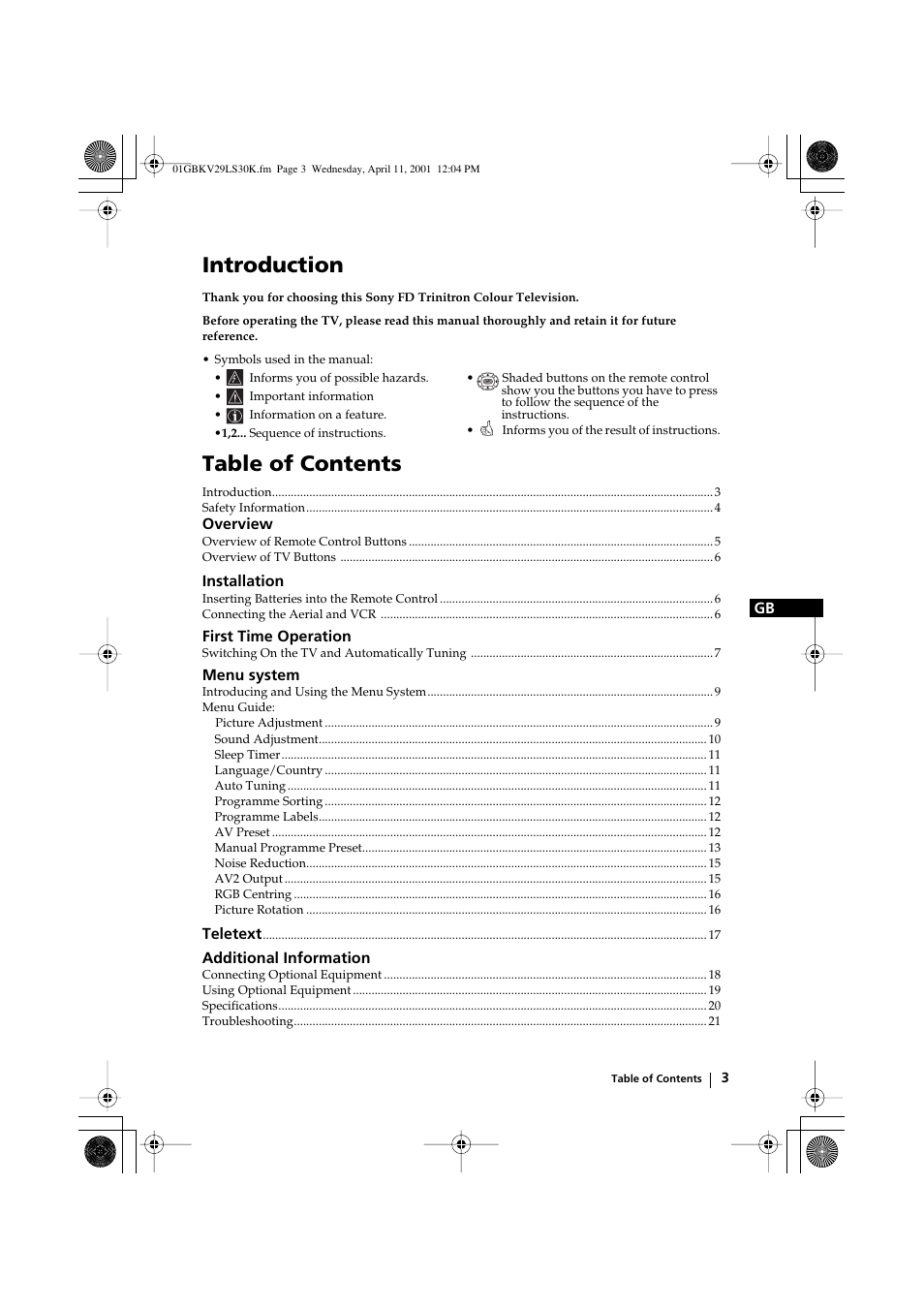 Sony KV-29LS30K User Manual | Page 2 / 116