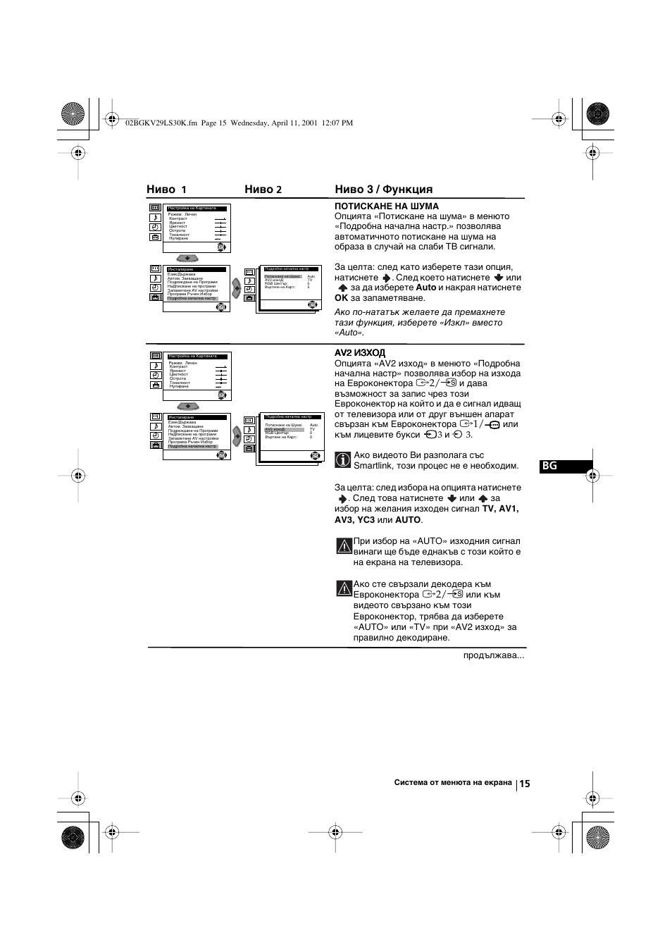 Ниво, Ниво 3 / функция | Sony KV-29LS30K User Manual | Page 33 / 116