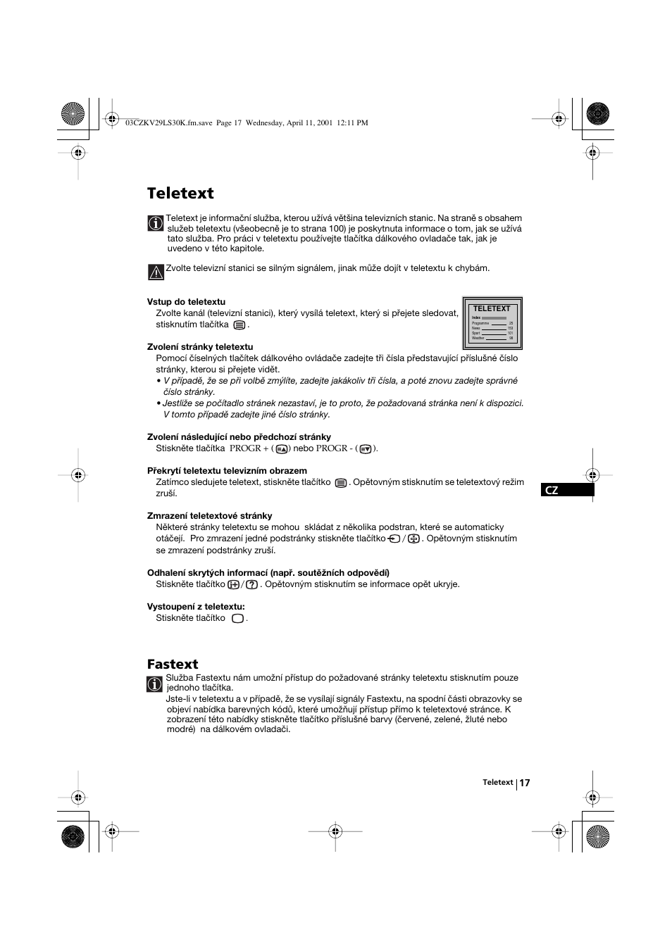 Teletext, Fastext | Sony KV-29LS30K User Manual | Page 54 / 116