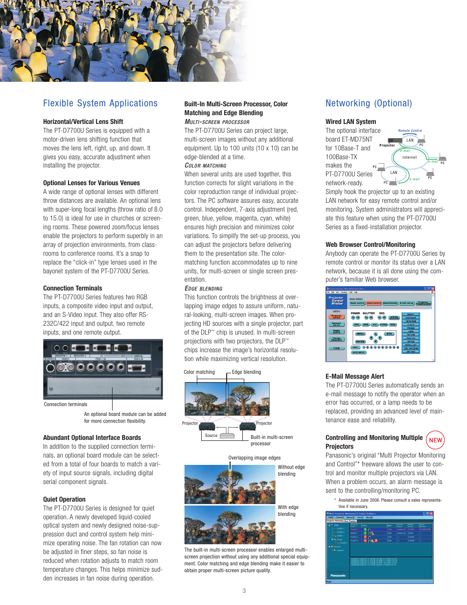 Flexible system applications, Networking (optional) | Panasonic PT-D7700U User Manual | Page 4 / 6