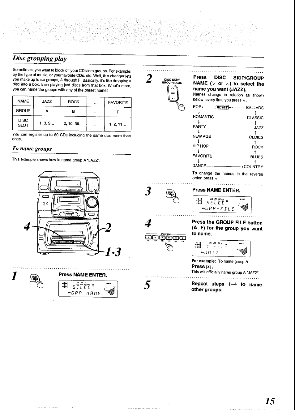 Disc grouping play | Panasonic SC-CH64M User Manual | Page 15 / 44