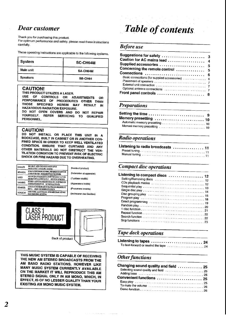 Panasonic SC-CH64M User Manual | Page 2 / 44