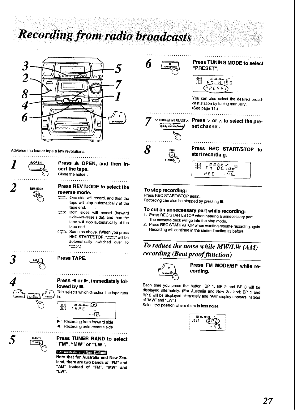 Recording from ràdio | Panasonic SC-CH64M User Manual | Page 27 / 44