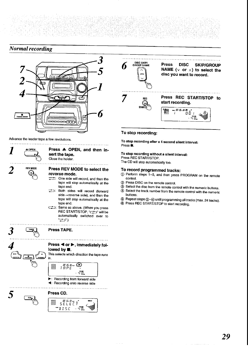 Normal recording | Panasonic SC-CH64M User Manual | Page 29 / 44